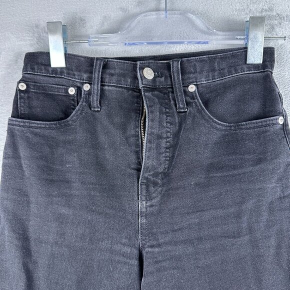 Madewell Classic Straight Leg Jeans Womens Size 25 High Rise Stretch Black - Picture 3 of 13